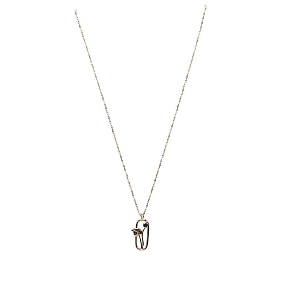 14K Gold Filled Spinel Flower Pendant Necklace With Dainty Chain Delicate